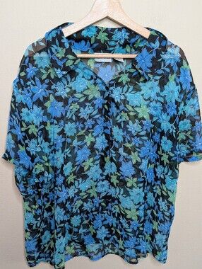 Apparenza Floral Button-Up Blouse -‎ 3X